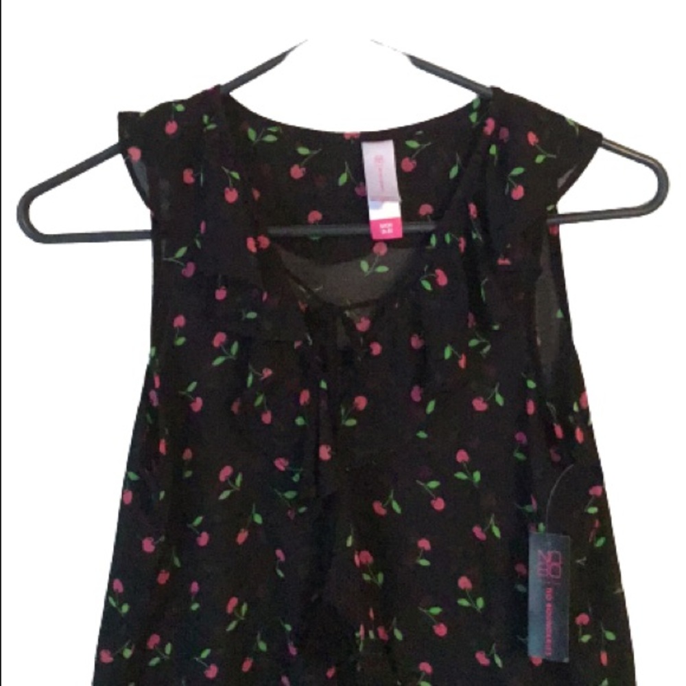NWT No Boundaries sheer tank top with cherries
